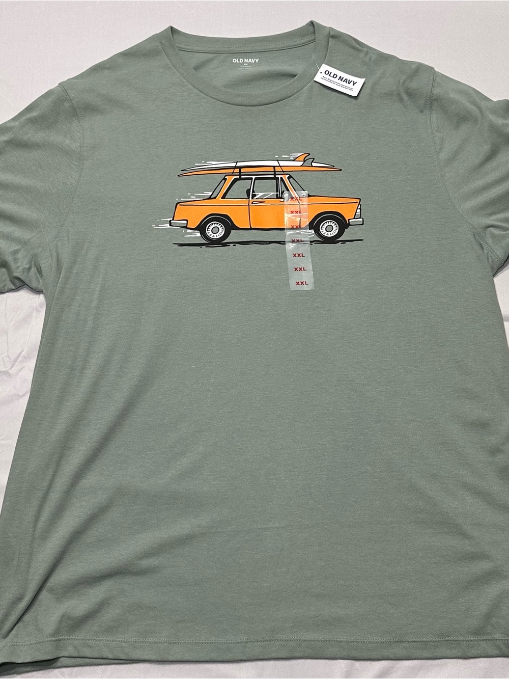 Old Navy NWT Soft-Washed Surf Car Graphic Tee Sage Green Men's XXL